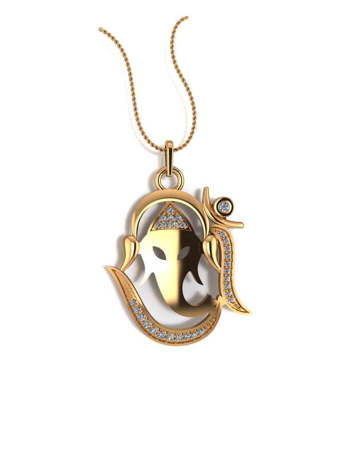 Lord Ganesha Silver Pendant with chain - Chandrani Pearls