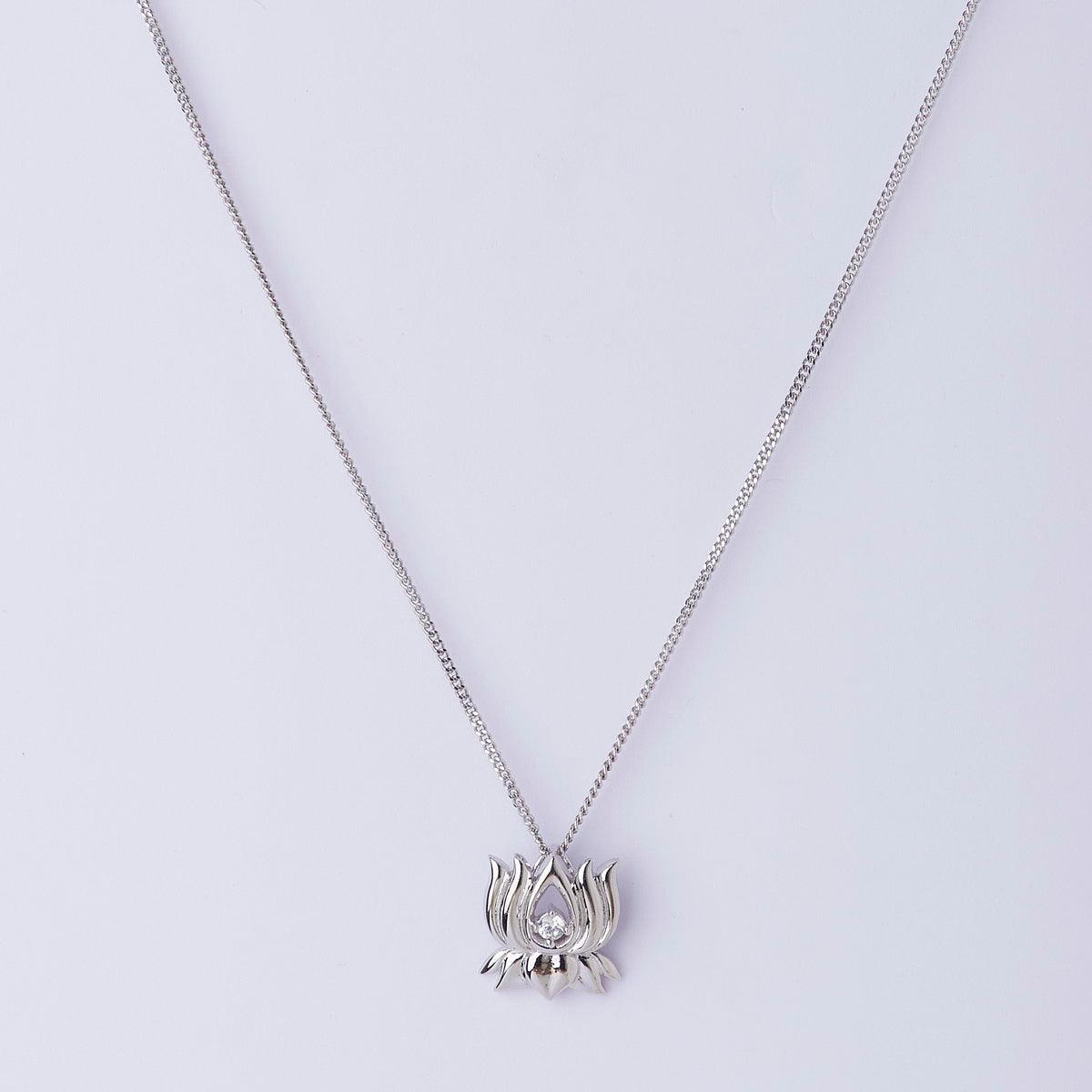 Lotus Silver Pendant with chain - Chandrani Pearls