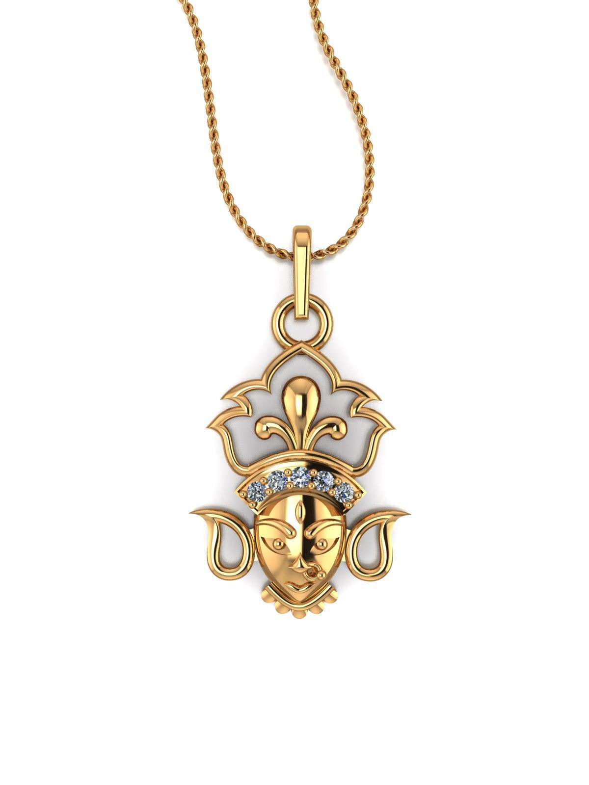 Maa Durga Silver Pendant with chain - Chandrani Pearls