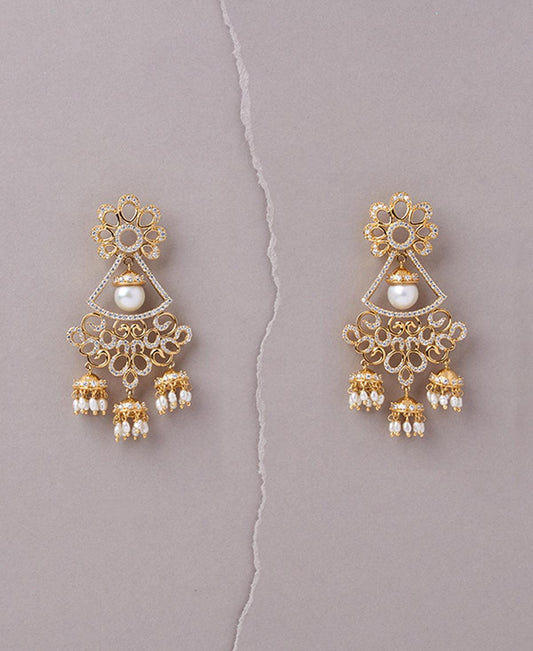 Mudra Stone And Petite Pearl Jhumkas - Chandrani Pearls