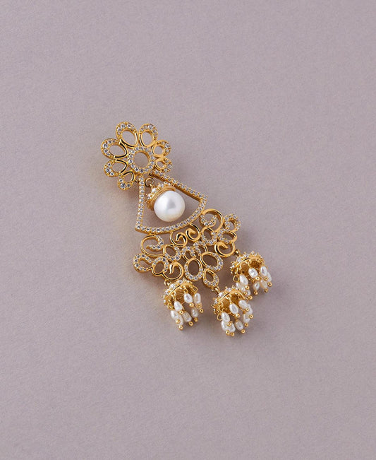 Mudra Stone And Petite Pearl Jhumkas - Chandrani Pearls