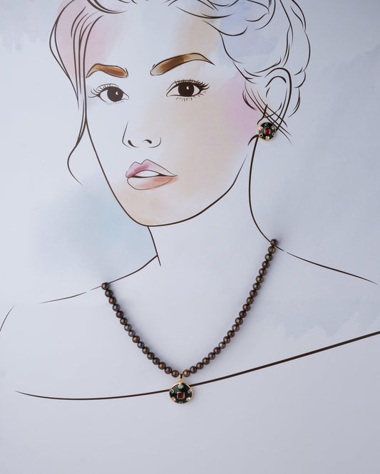 Multi Color Stone Necklace Set - Chandrani Pearls