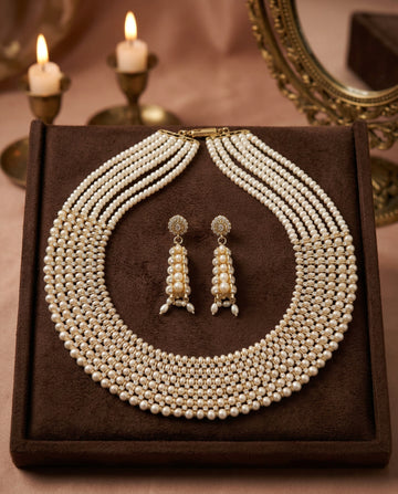 Imperial Multi-Strand Pearl Necklace & Earring Set