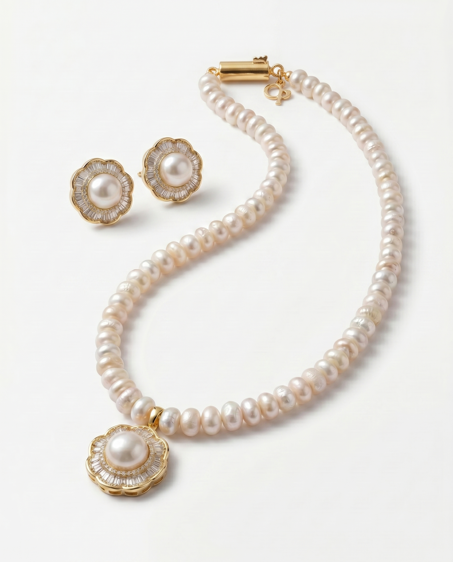 white pearl necklace set