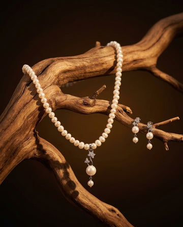 Timeless Floral Bloom Pearl Jewellery Set