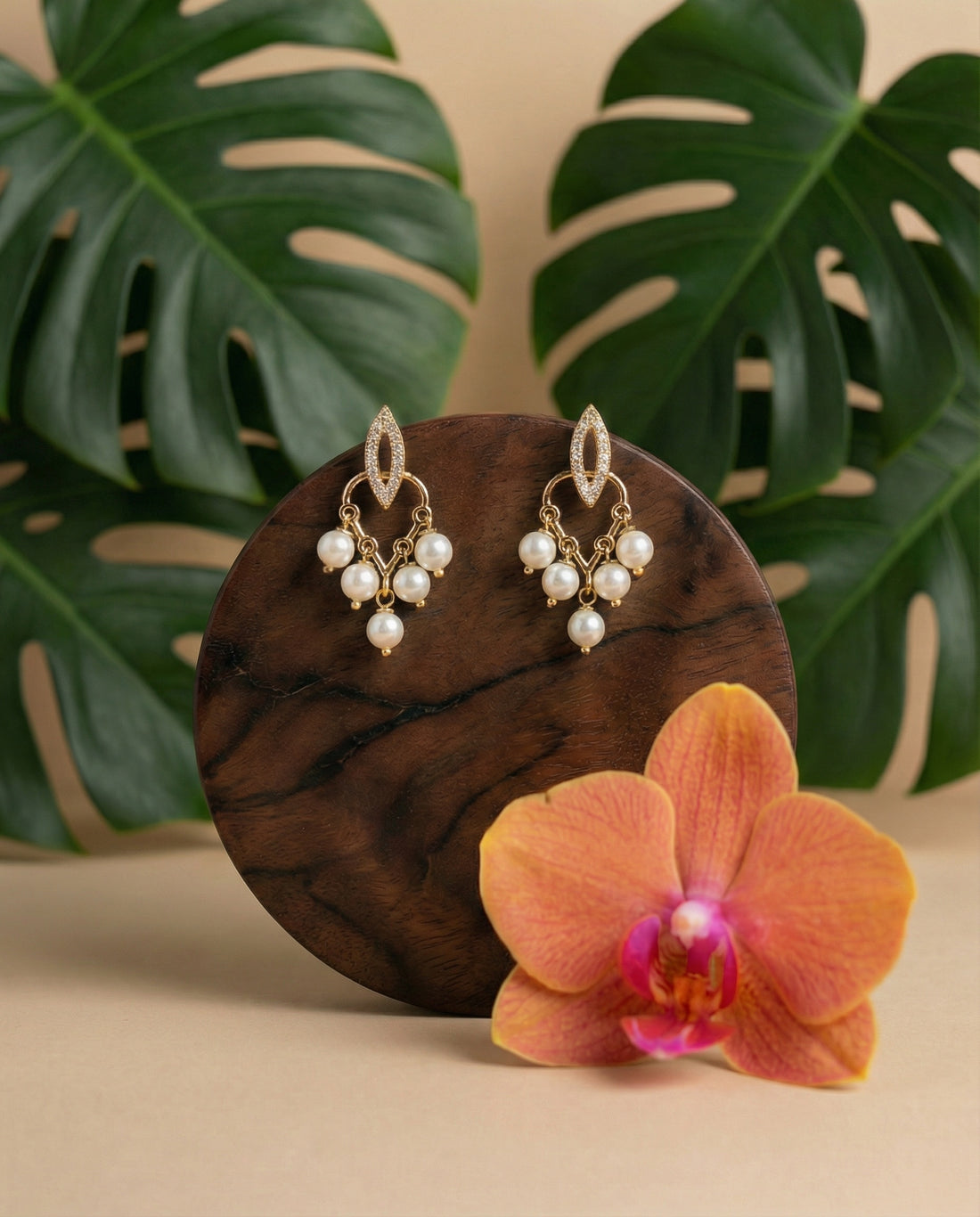 Gilded Grace Chandelier Pearl Drop Earrings