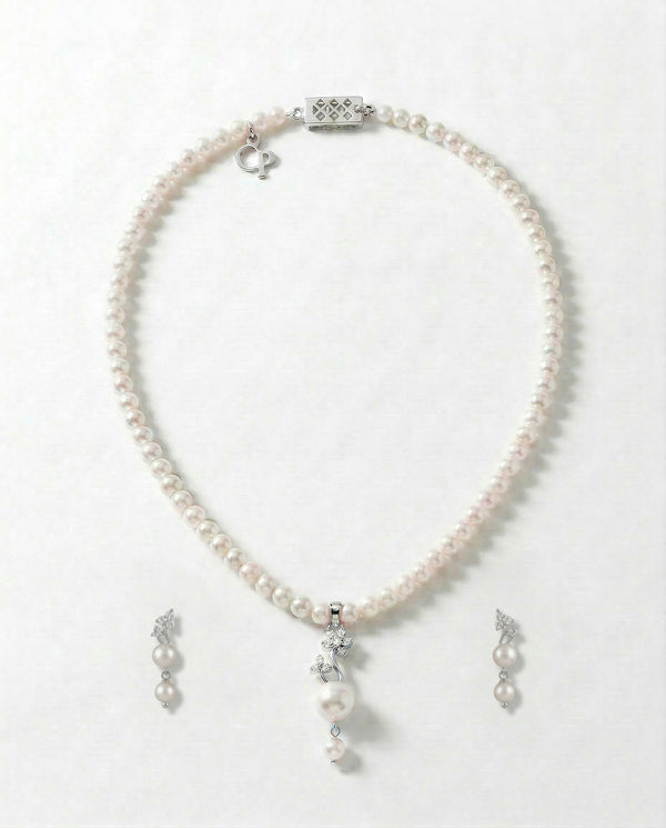 Timeless Floral Bloom Pearl Jewellery Set
