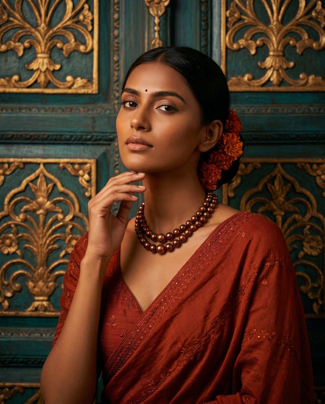 Luxurious Double-Strand Brown Pearl Necklace