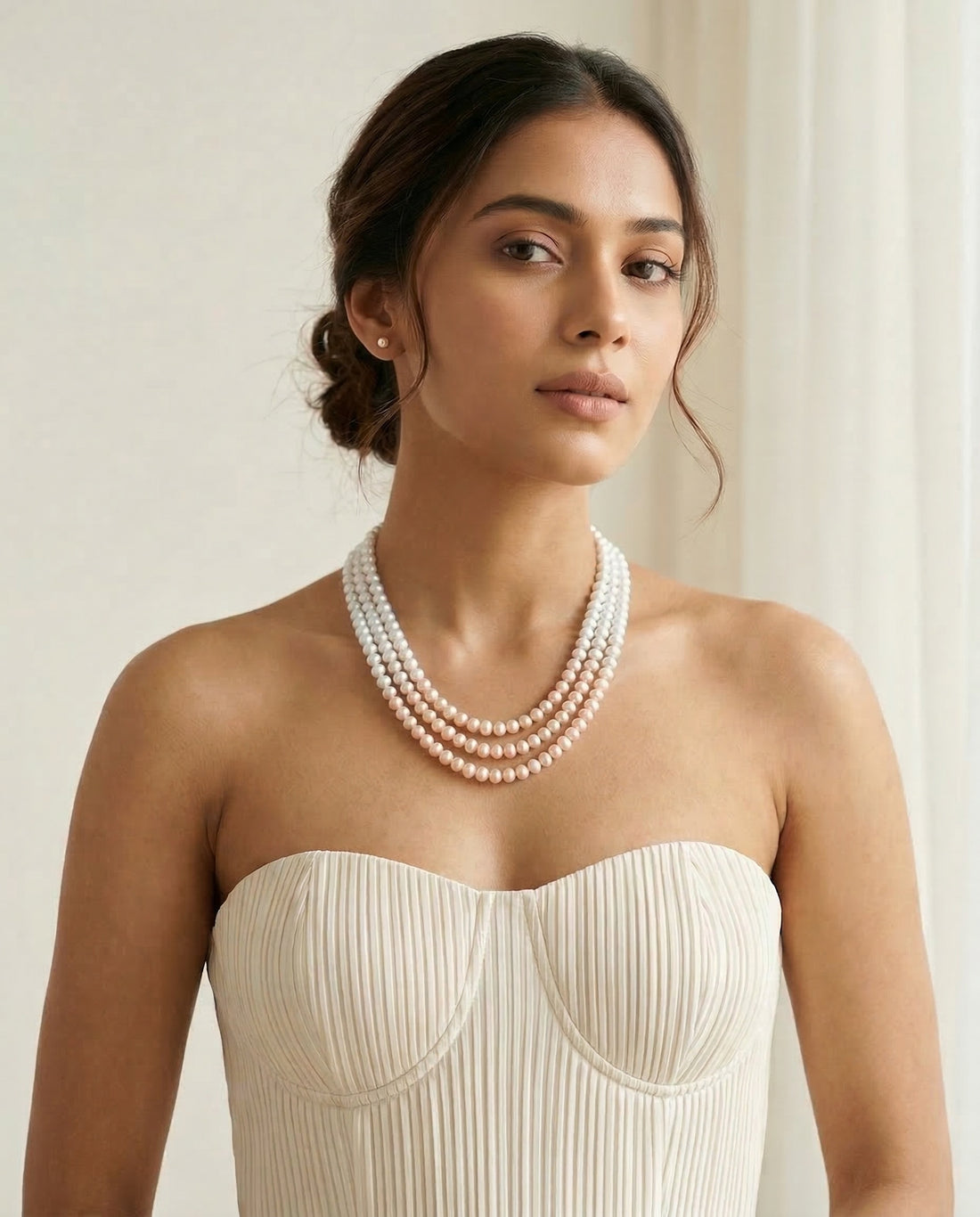 Triple-Strand Dual tone Freshwater Pearl mala with Tassel