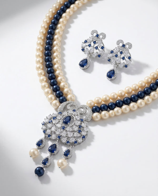 Midnight Majesty Triple Strand Pearl Statement Set