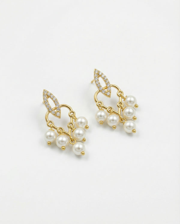 Gilded Grace Chandelier Pearl Drop Earrings