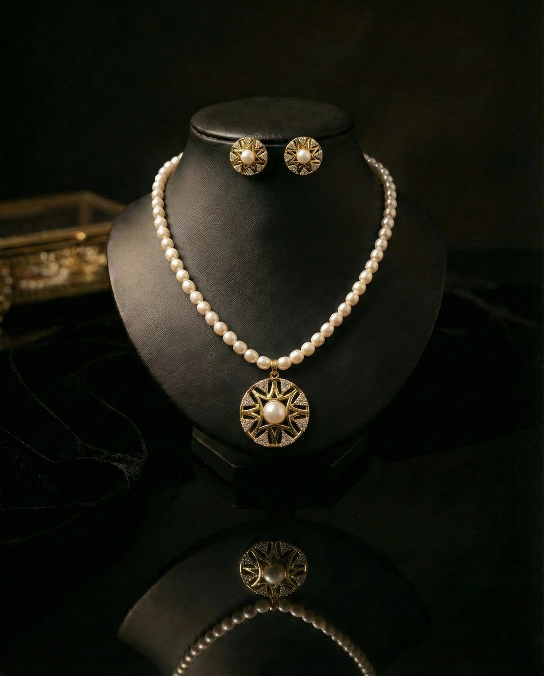 Celestial Gold-Plated Pearl Jewellery Set