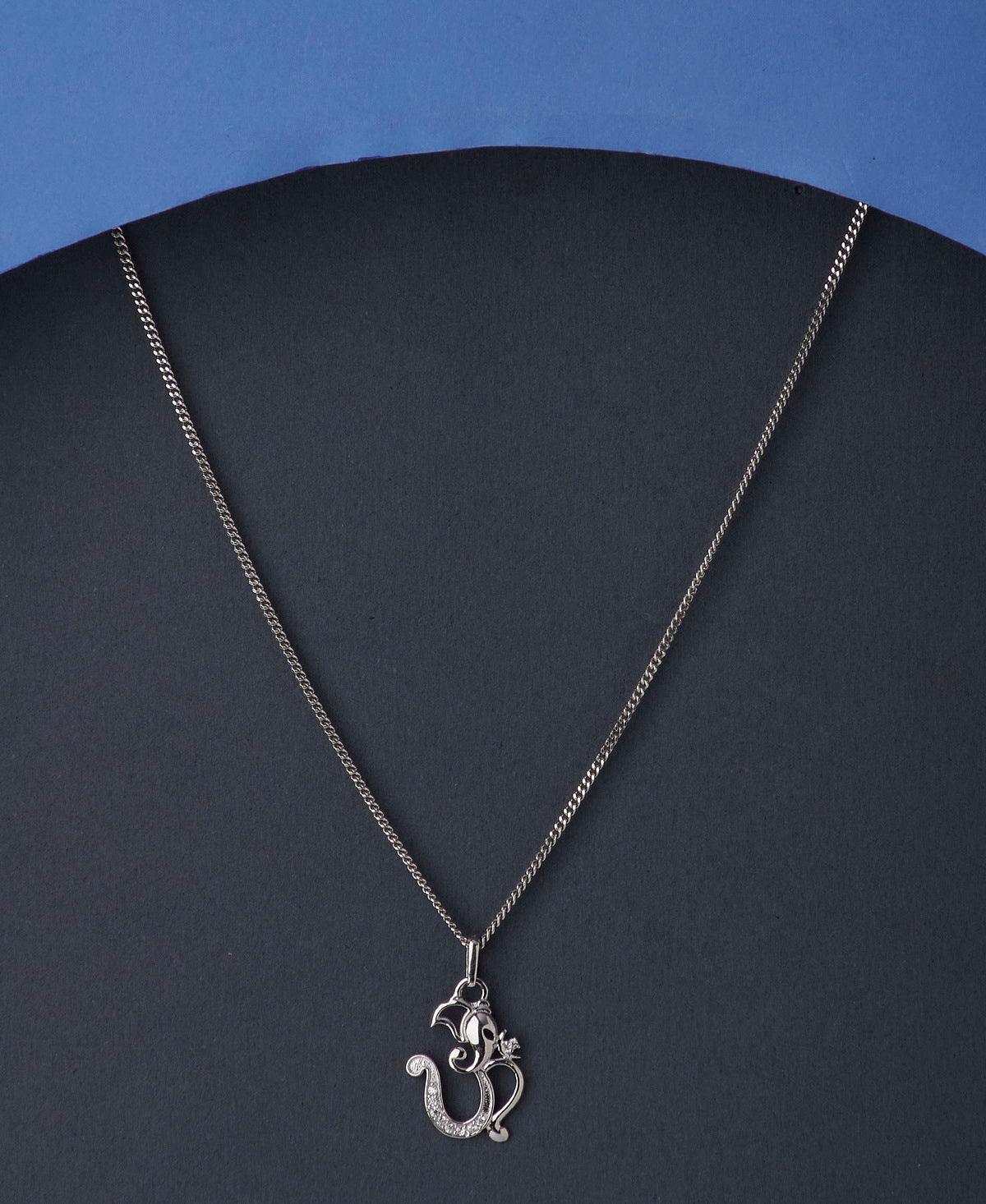 OM Ganesha Silver Pendant with chain - Chandrani Pearls