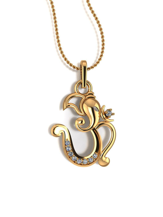 OM Ganesha Silver Pendant With Chain - Chandrani Pearls