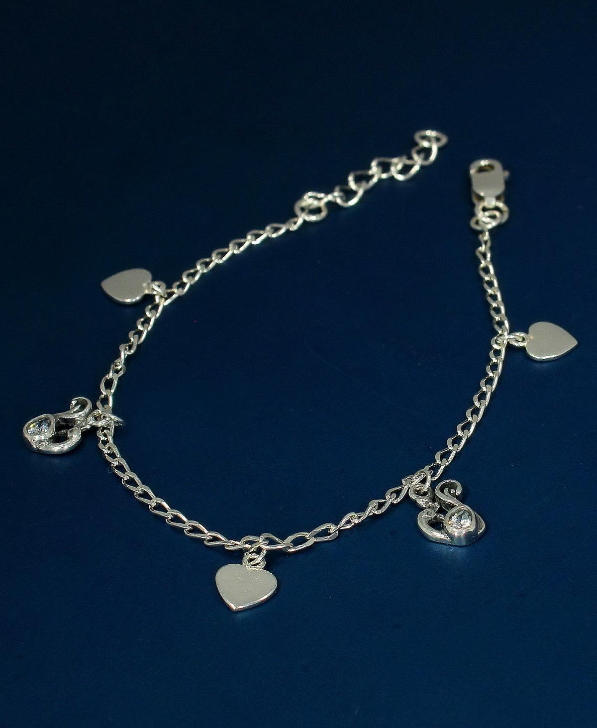 Pretty Charms Stone Studded Silver Bracelet - Chandrani Pearls