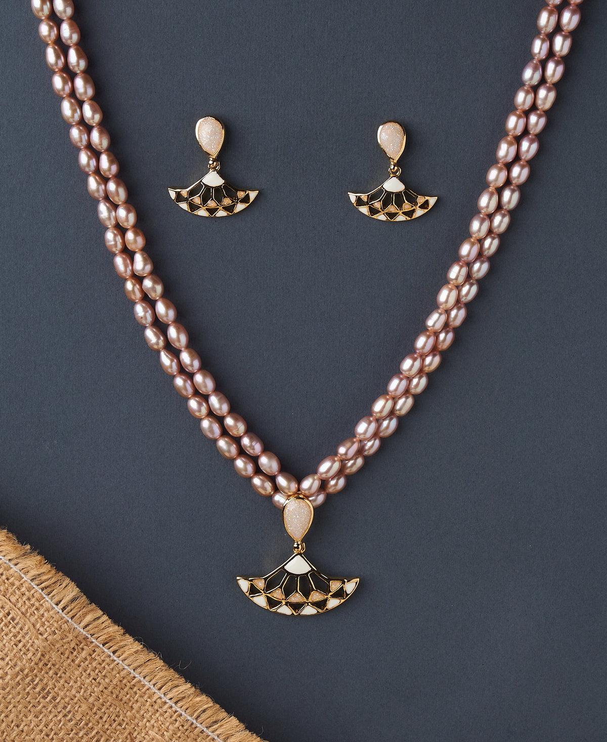 Pretty Enamel Pearl Necklace Set - Chandrani Pearls