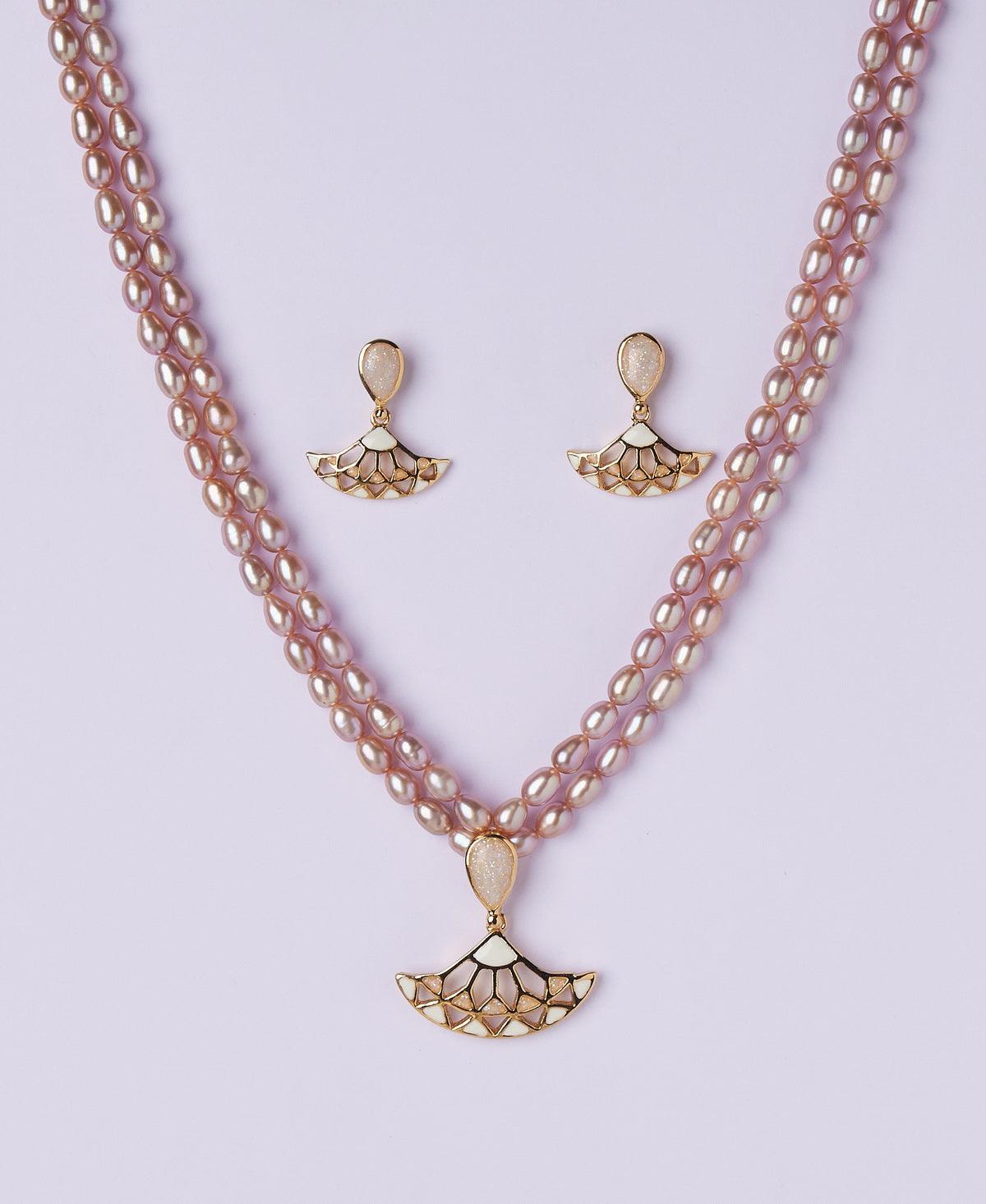 Pretty Enamel Pearl Necklace Set - Chandrani Pearls