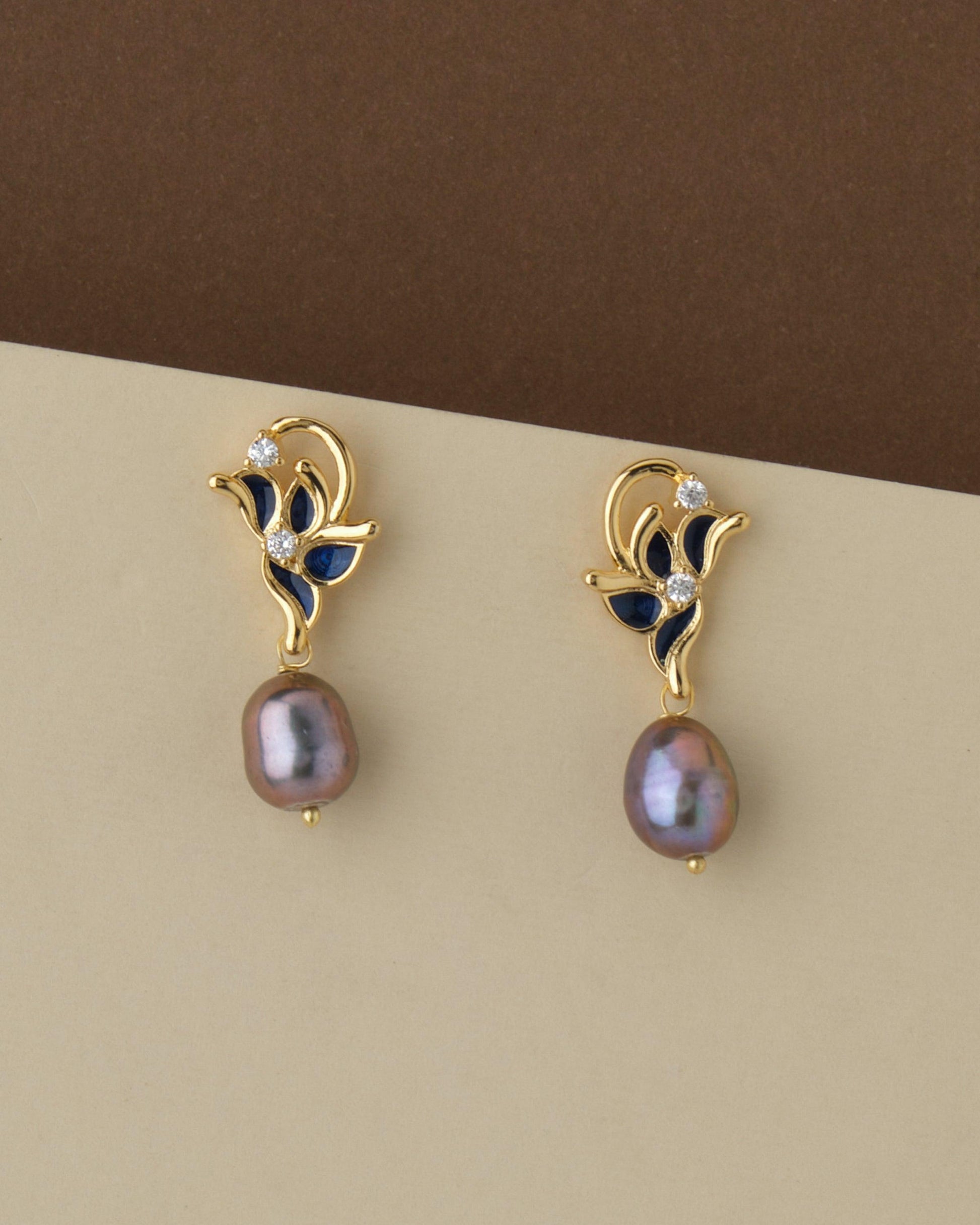 Pretty Floral Pearl Hang Earring - Chandrani Pearls