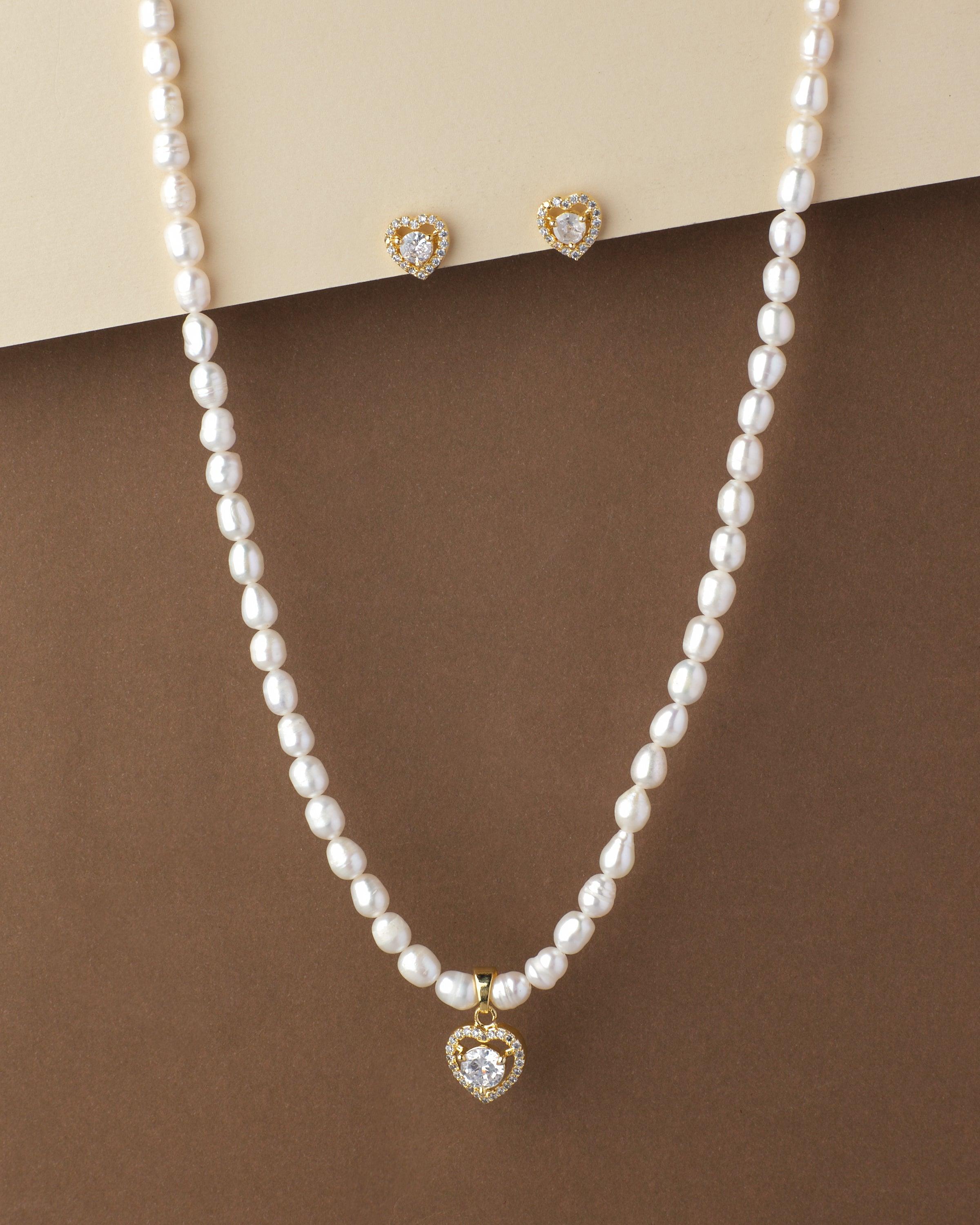 Heart Charm Faux Pearl Necklace | Street Style Store | SSS
