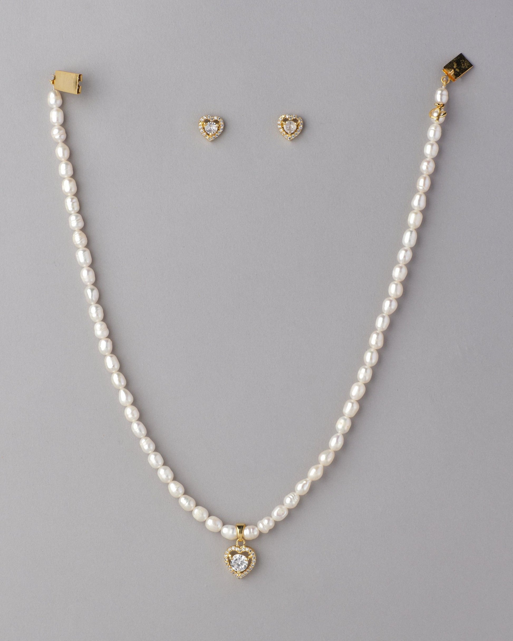 Pretty Heart Real Pearl Necklace Set - Chandrani Pearls