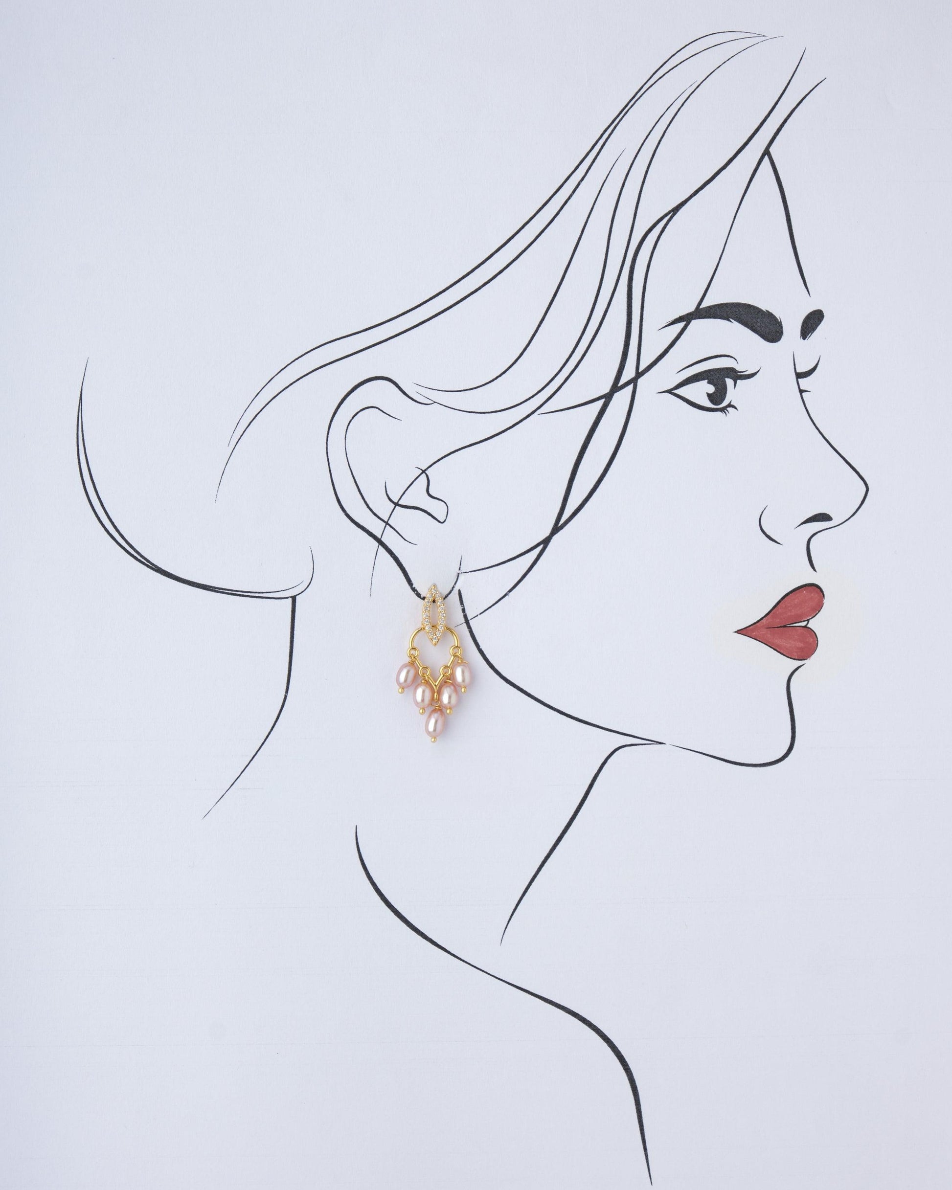 Pretty Pearl & Stone Hang Earring - Chandrani Pearls