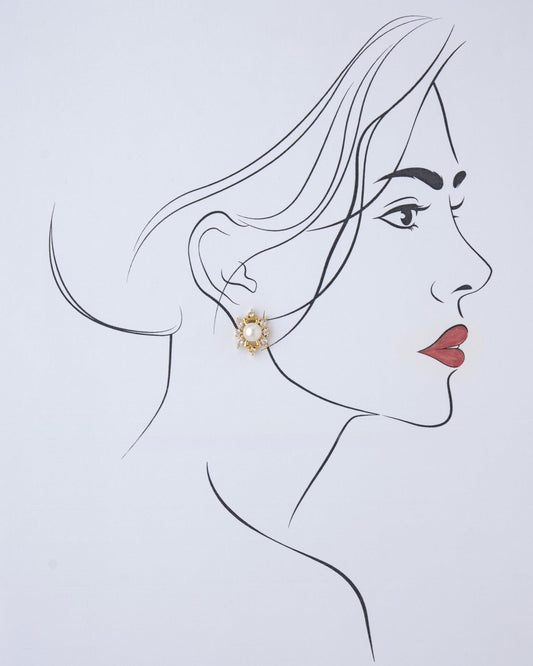 Pretty Pearl & Stone Stud Earring - Chandrani Pearls