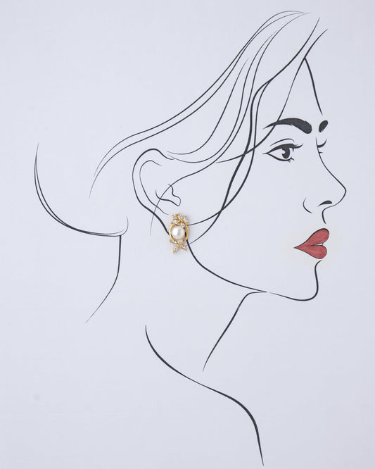 Pretty Pearl & Stone Stud Earring - Chandrani Pearls