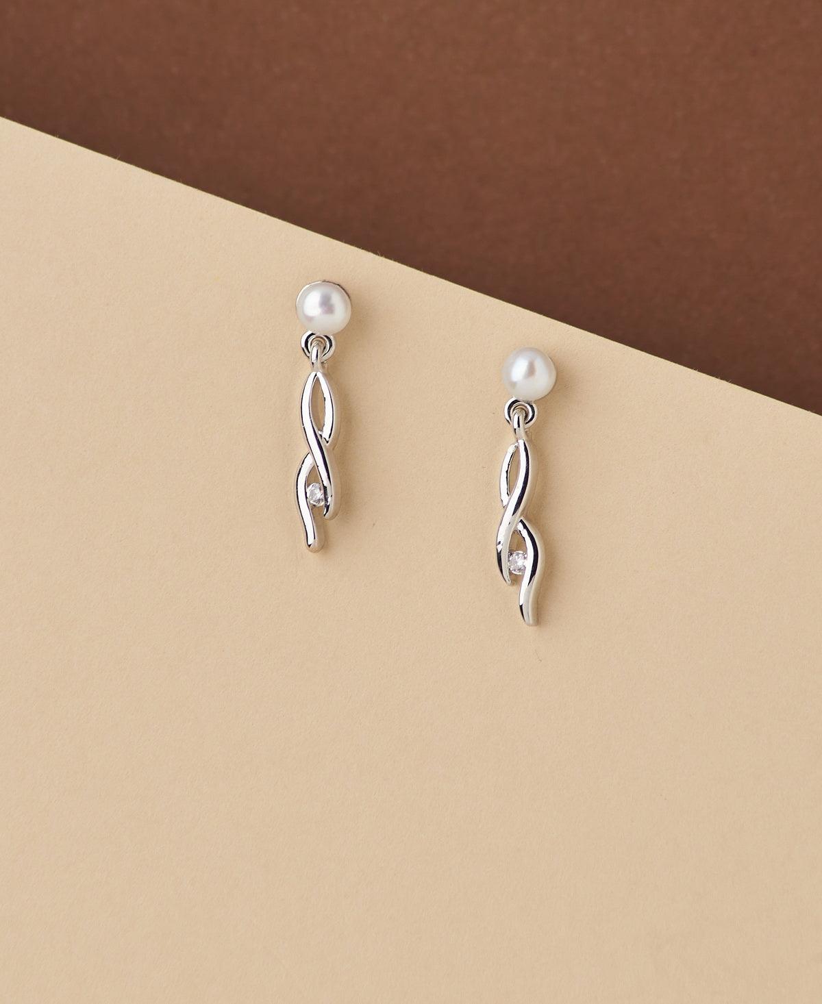 Pretty Rhoudium Hanging Earring - Chandrani Pearls