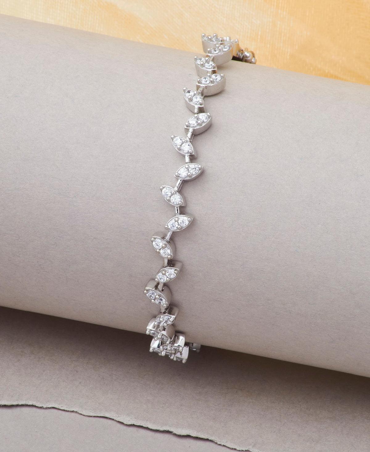 Pretty Stone Studded Silver Bracelet - Chandrani Pearls