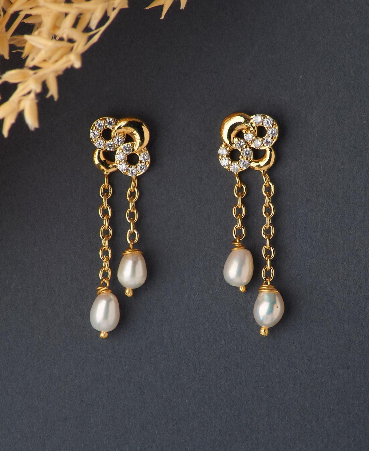 Pretty White Hanging Earring - Chandrani Pearls