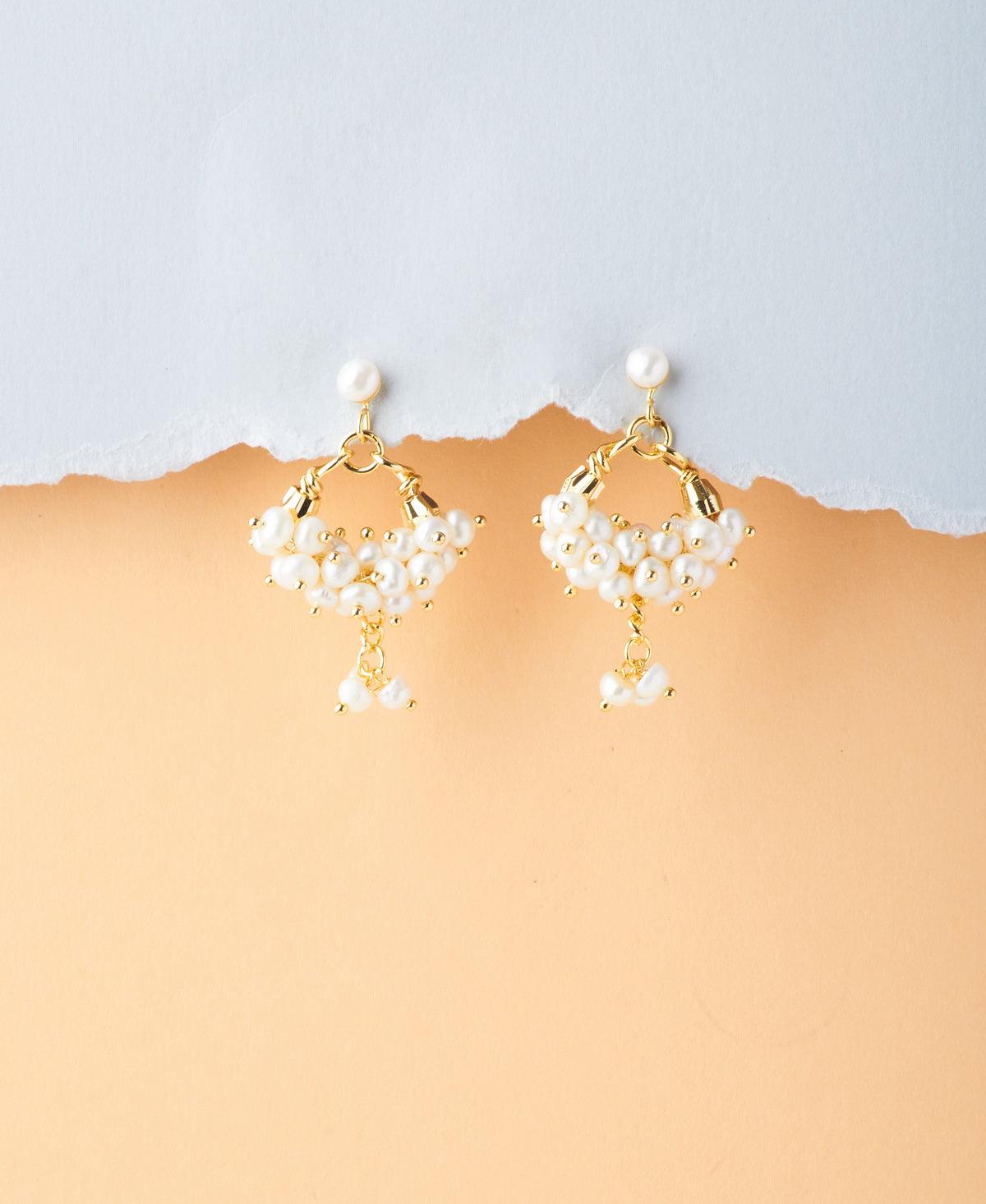 Pretty White Pearl Banjara Hanging Earrings - Chandrani Pearls