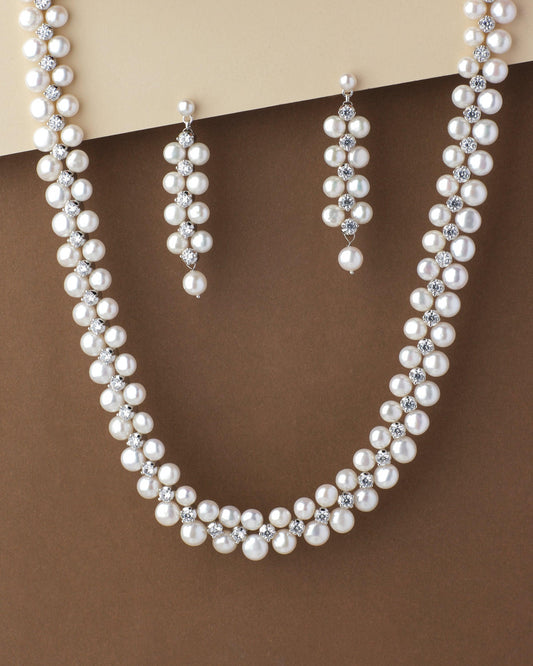 Ravishing AD Pearl Necklace Set - Chandrani Pearls