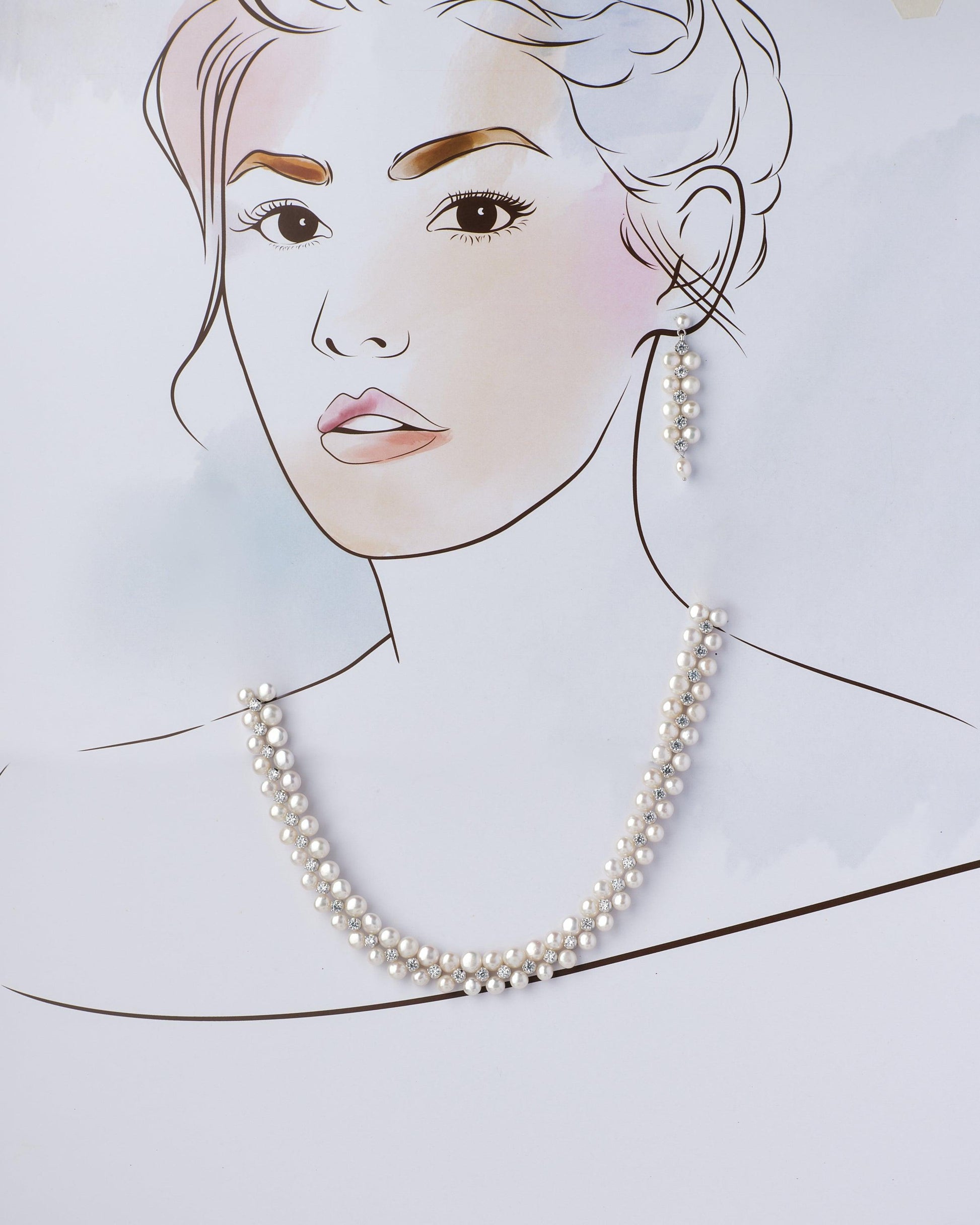 Ravishing AD Pearl Necklace Set - Chandrani Pearls