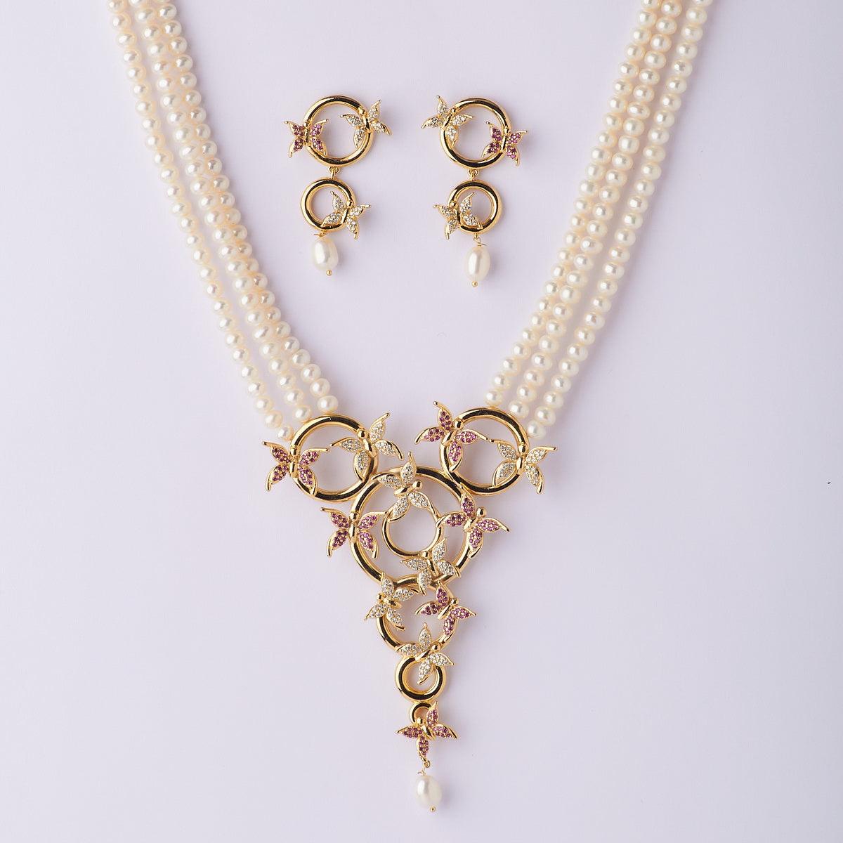 Ravishing Butterfly Real Pearl Necklace Set - Chandrani Pearls