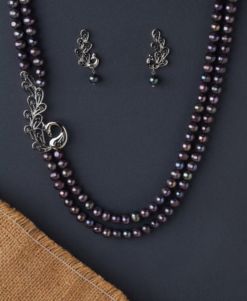 Ravishing Peacock Real Pearl Necklace Set - Chandrani Pearls