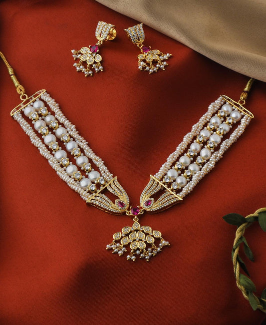 Ravishing Real Pearl Choker Necklace Set - Chandrani Pearls