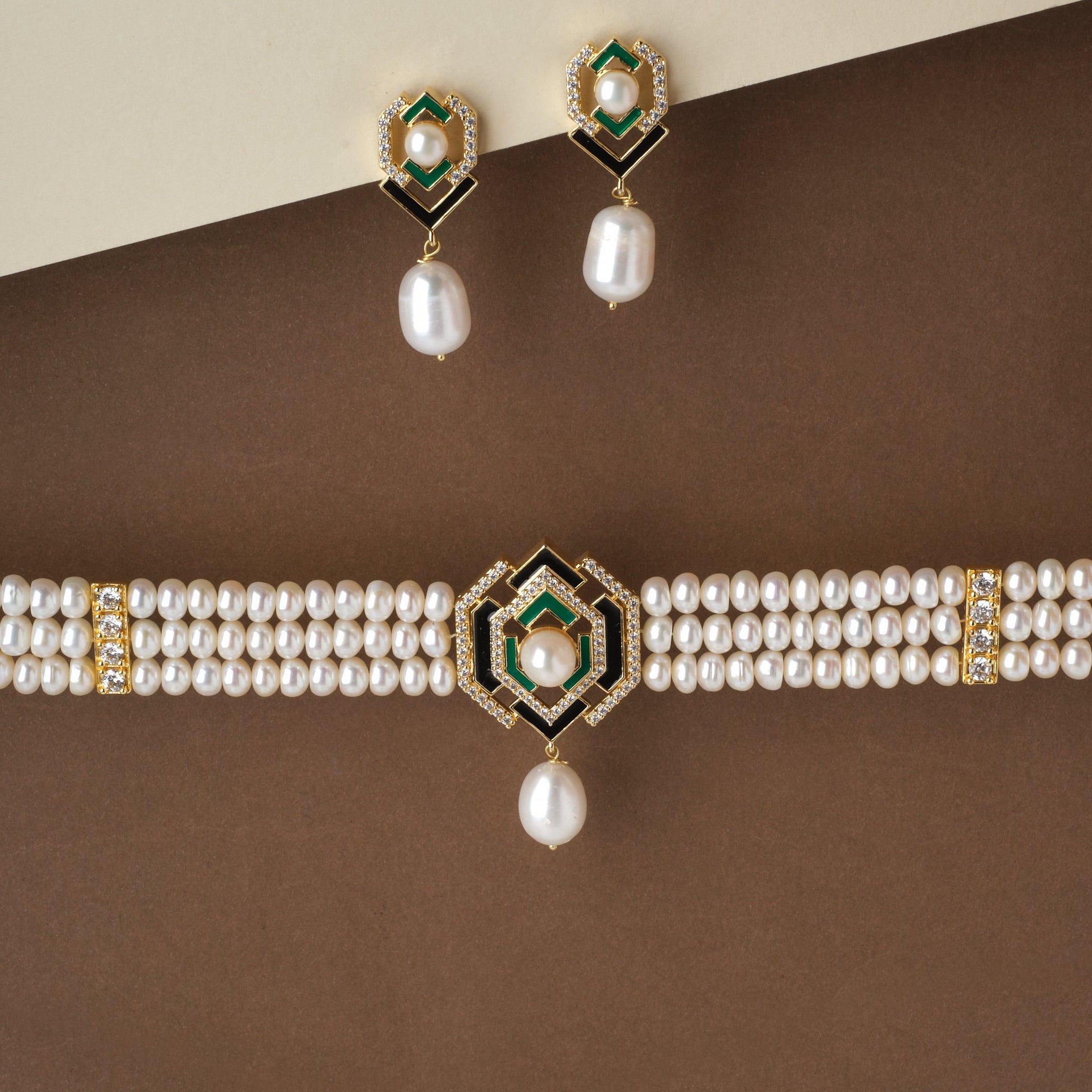 Ravishing Stone Studded Choker Set - Chandrani Pearls