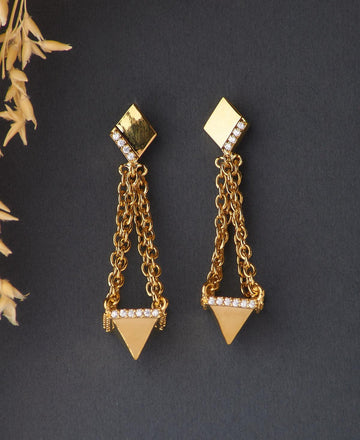 Regal Metallic Hanging Earring - Chandrani Pearls