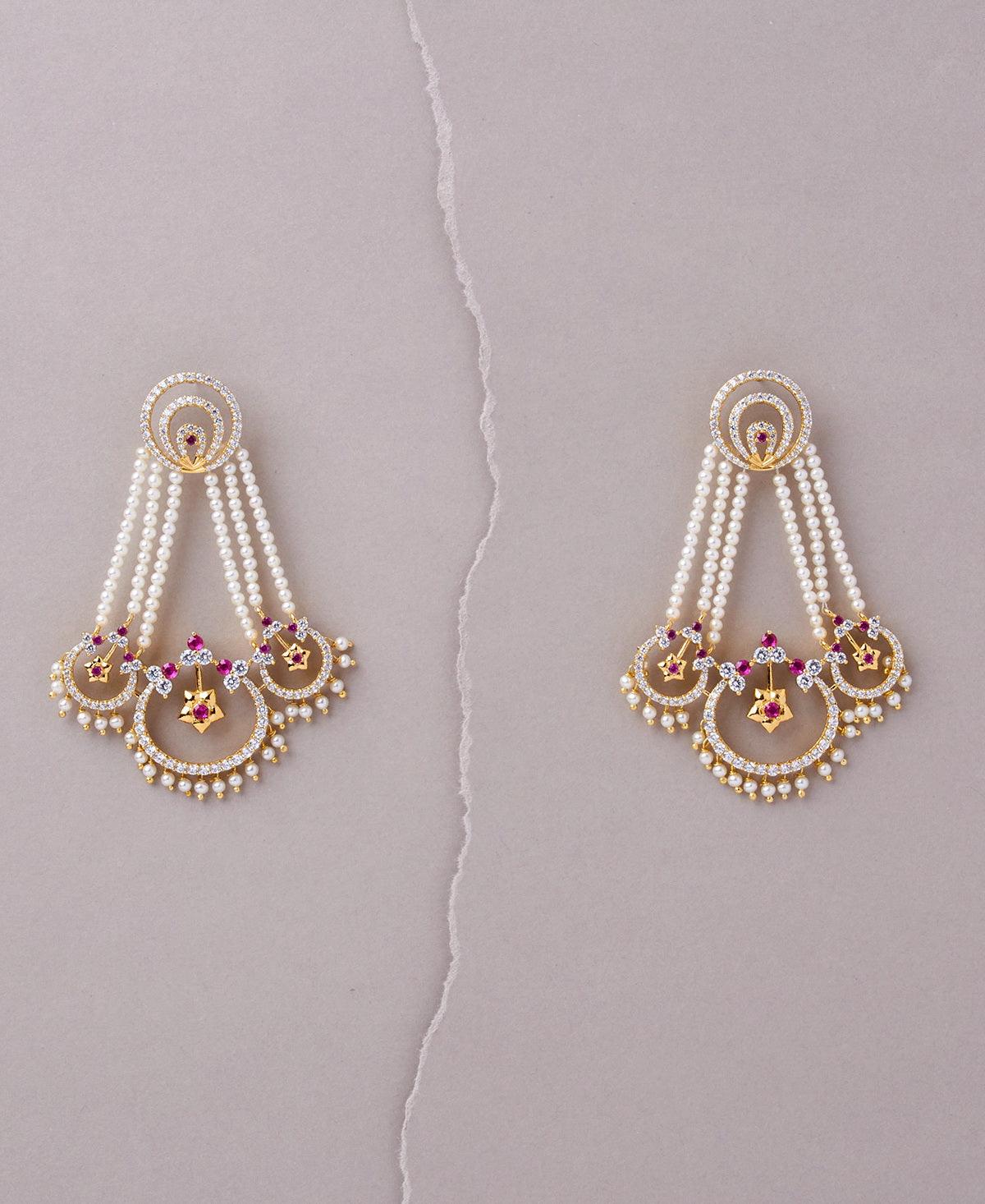 Regal Pearl and Stone Jhumka - Chandrani Pearls