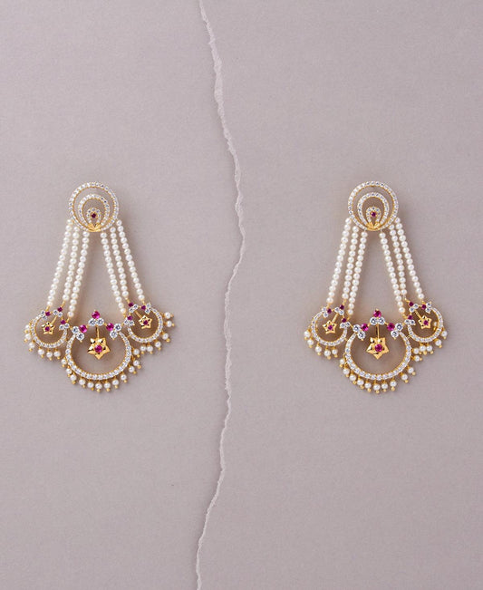 Regal Pearl and Stone Jhumka - Chandrani Pearls