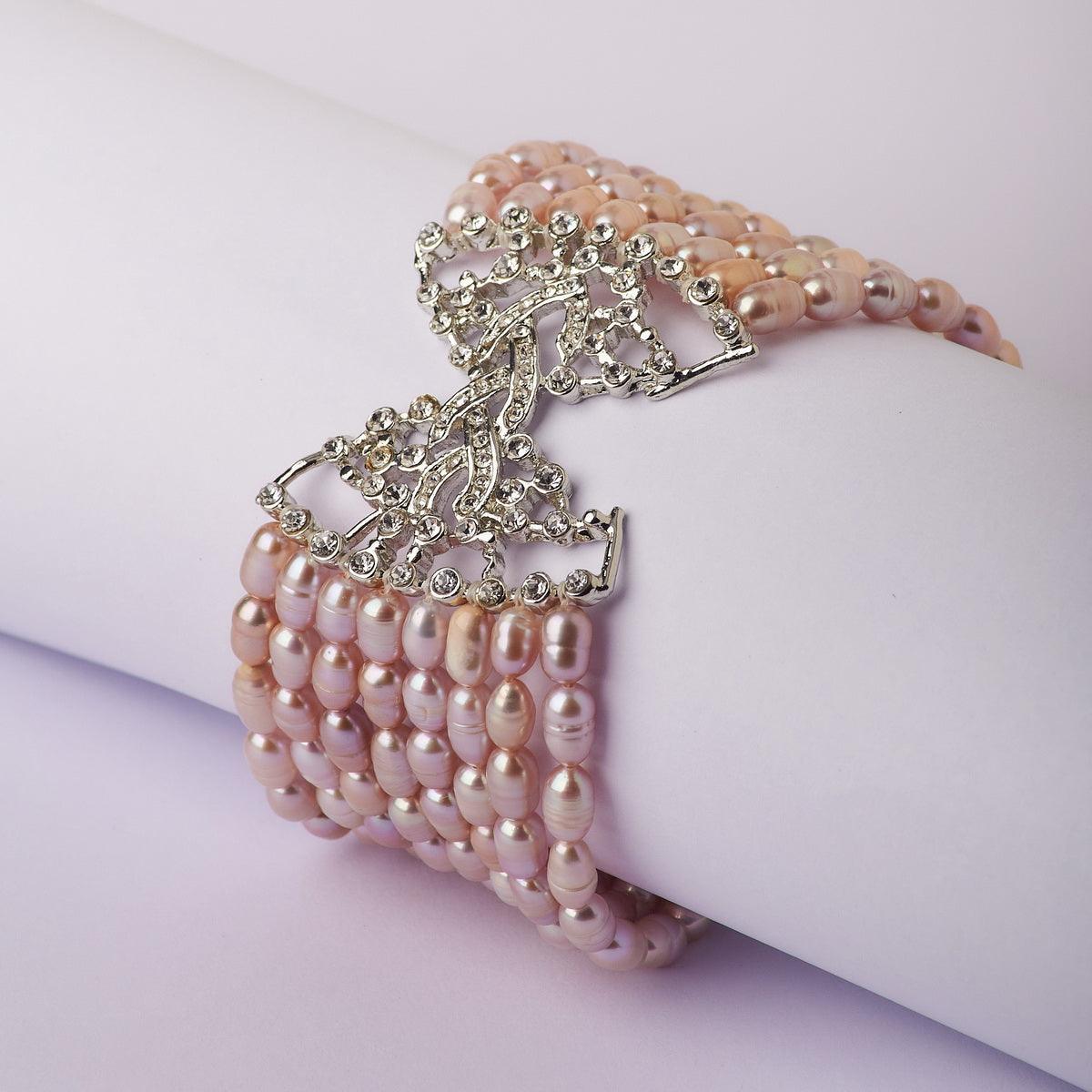 Ritzy Stone Studded Rhodium Bracelet - Chandrani Pearls