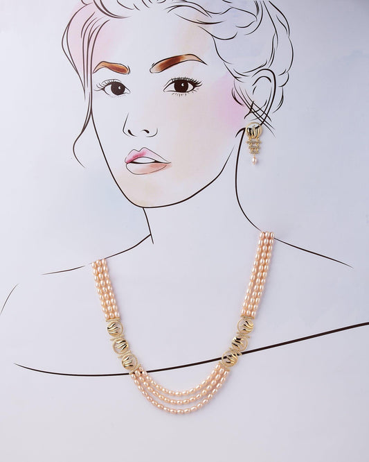 Rose Gold Pearl Necklace Set - Chandrani Pearls