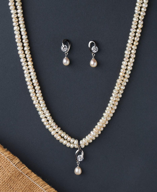 Simple and Elegant Real Pearl Necklace Set - Chandrani Pearls