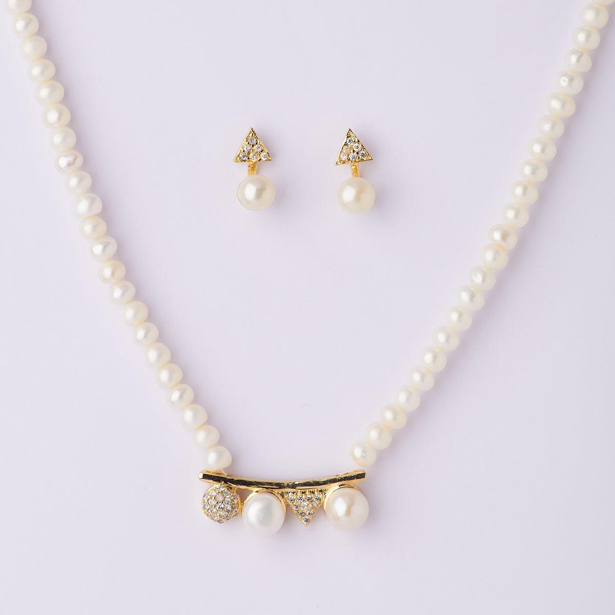 Simple & Pretty Real Pearl Necklace Set - Chandrani Pearls