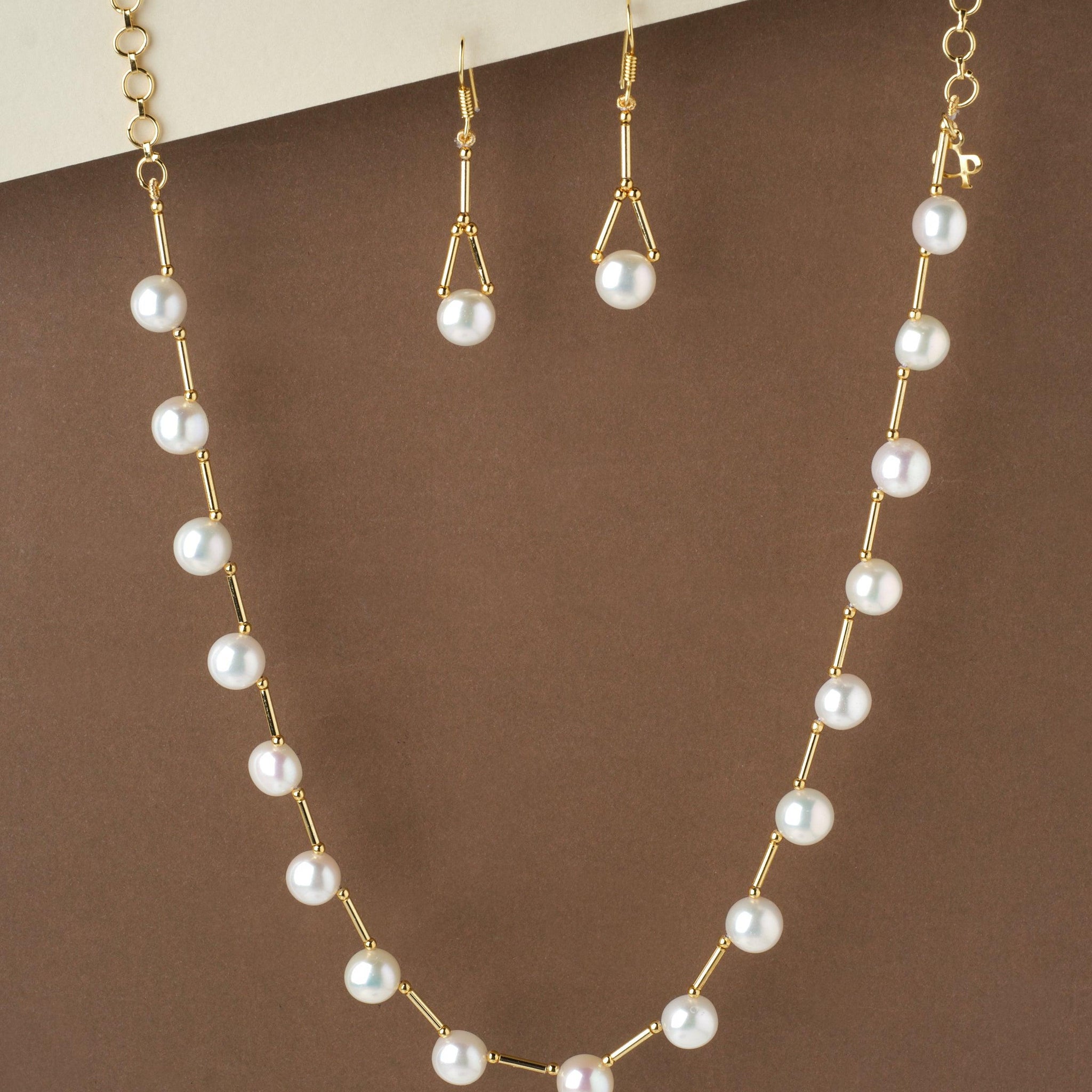 Simple Pearl Necklace Set - Chandrani Pearls