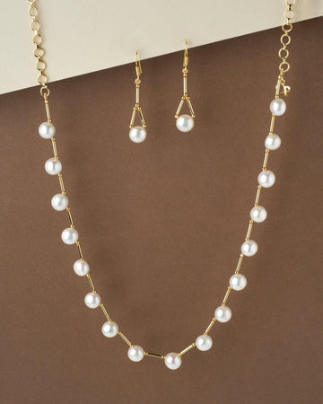 Simple Pearl Necklace Set - Chandrani Pearls