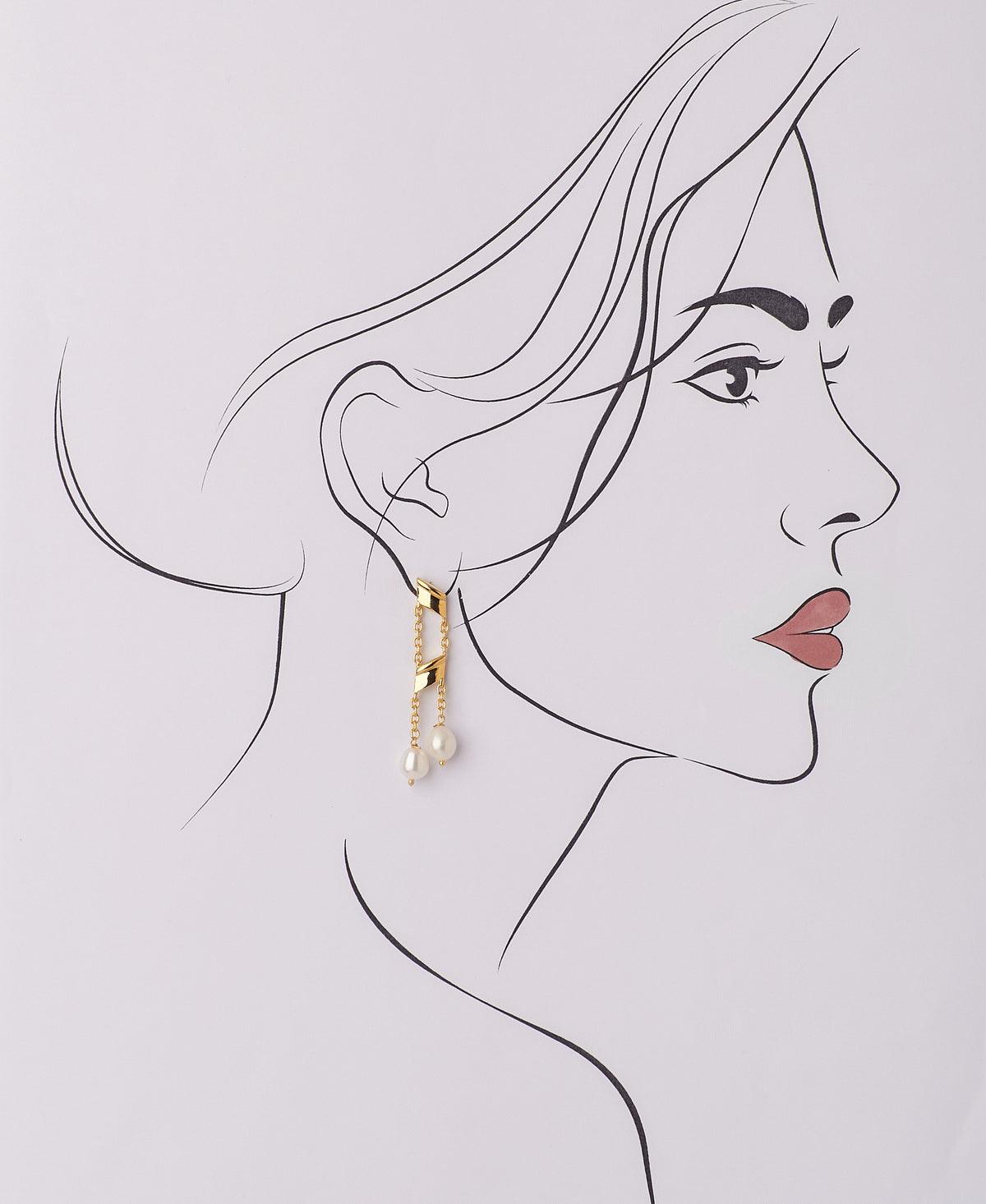 Simple Pretty Pearl hanging Earring - Chandrani Pearls
