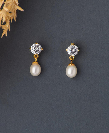 Simple Stone Studded Pearl Earring - Chandrani Pearls