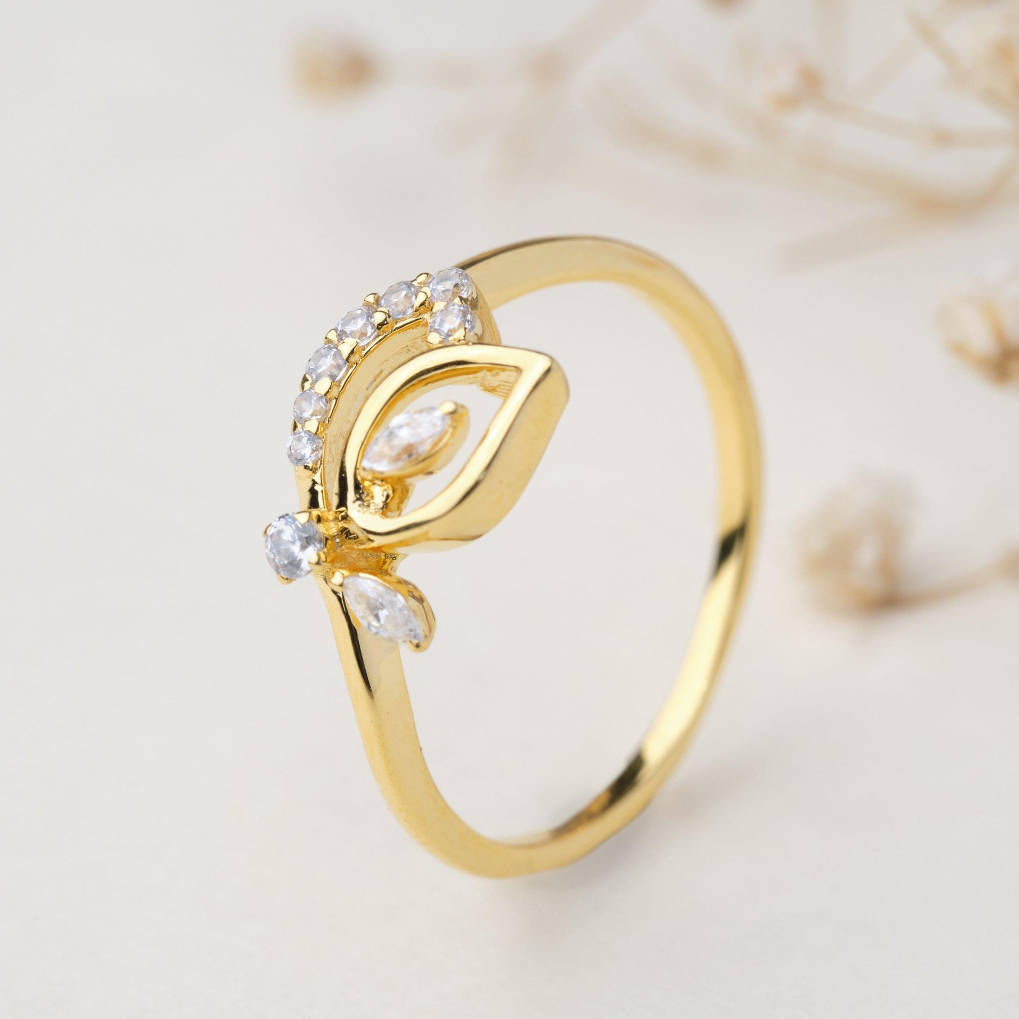 Sparkle Dewdrops Gold & Diamond Ring - Chandrani Pearls