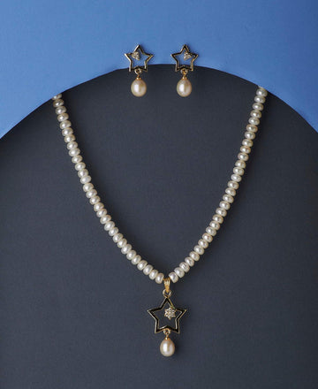 Star Shaped Real Pearl Necklace Set - Chandrani Pearls